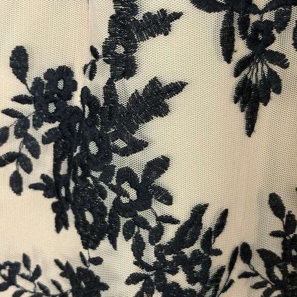 BARDOT Size 4 XS Dress Sheer Mesh Floral Embroidered pencil wiggle Beige Black - Picture 6 of 7